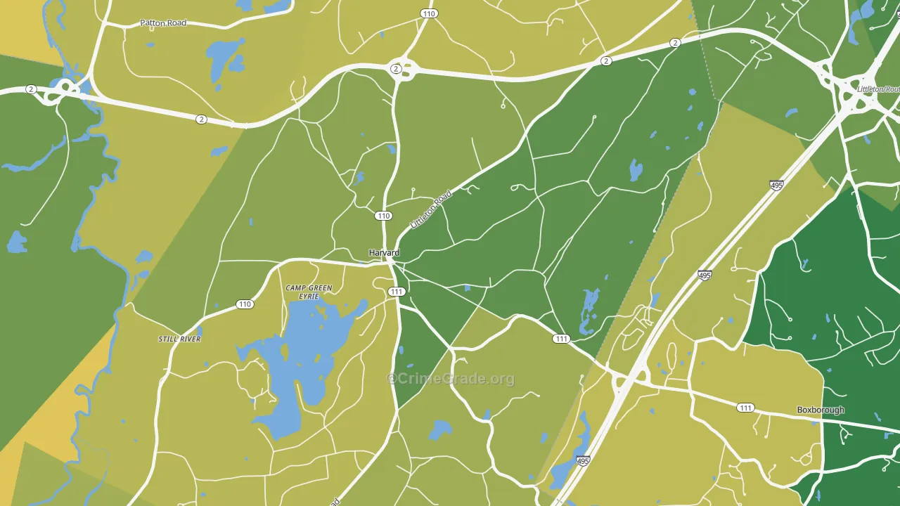 Harvard, MA Map of Burglary Rates