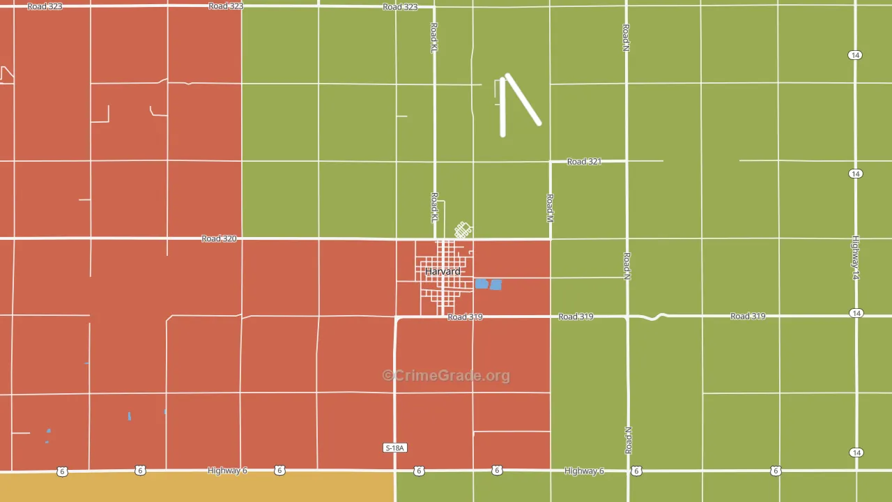 Harvard, NE Map of Burglary Rates