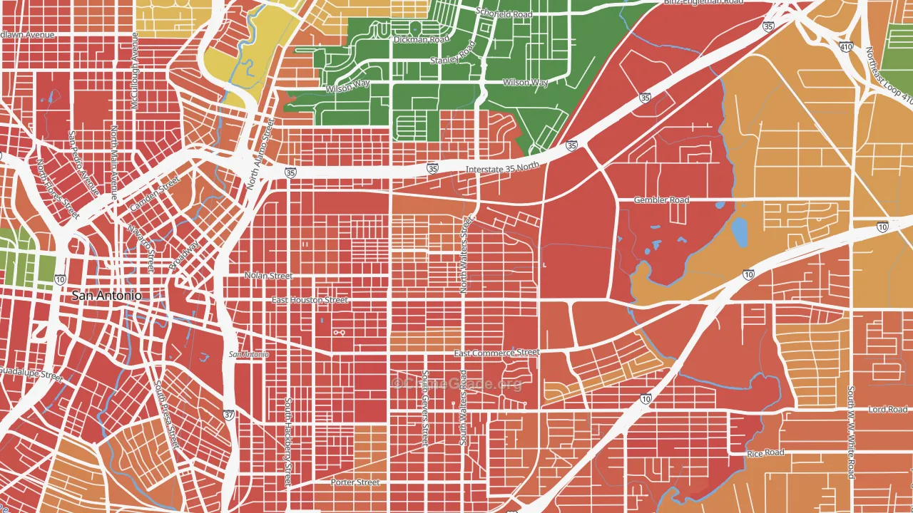 Harvard Place-Eastlawn, San Antonio, TX Map of Burglary Rates