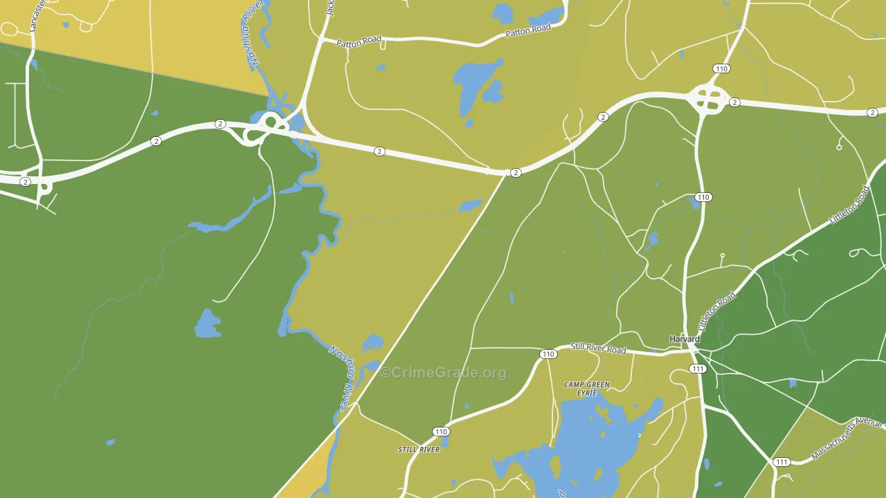 Harvard Station, MA Map of Burglary Rates