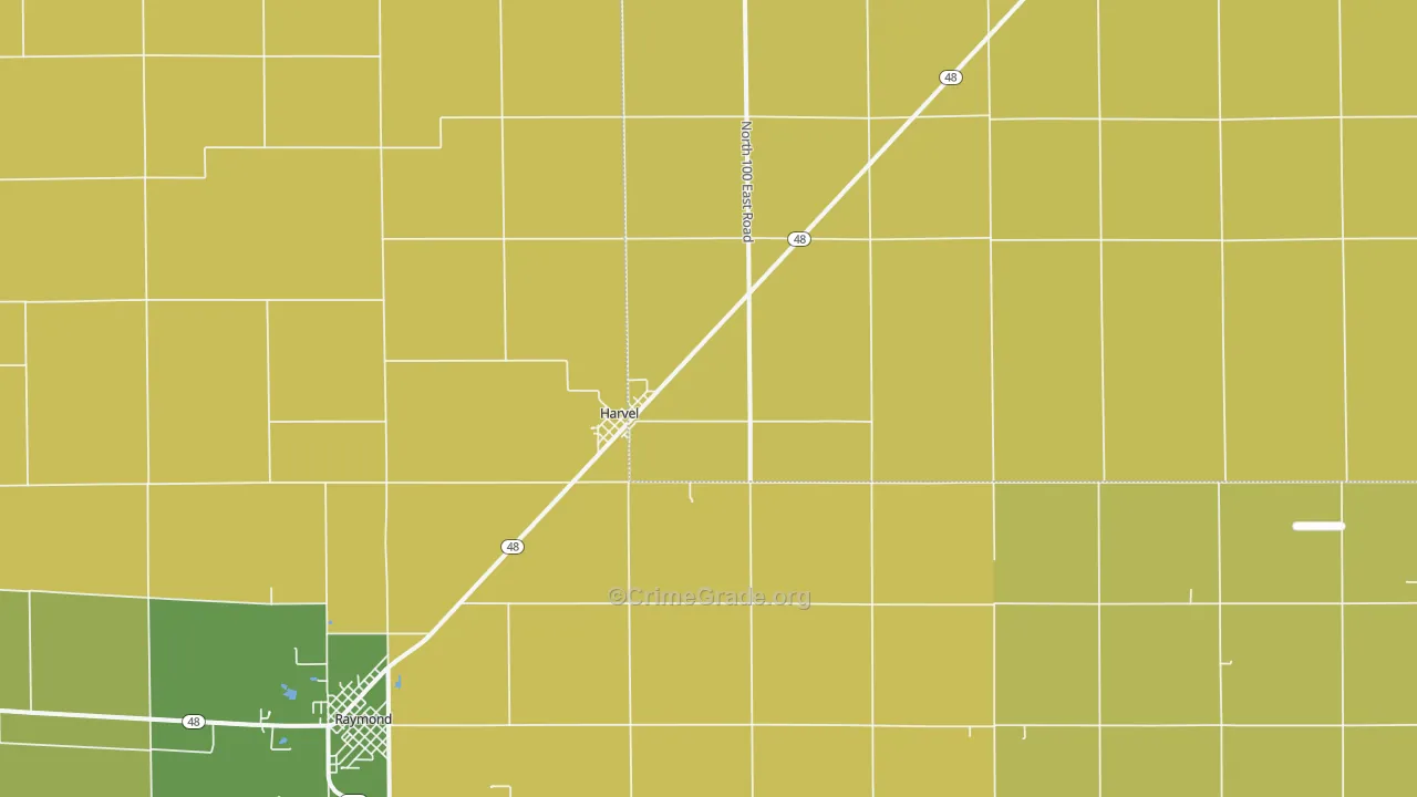 Harvel, IL Map of Burglary Rates