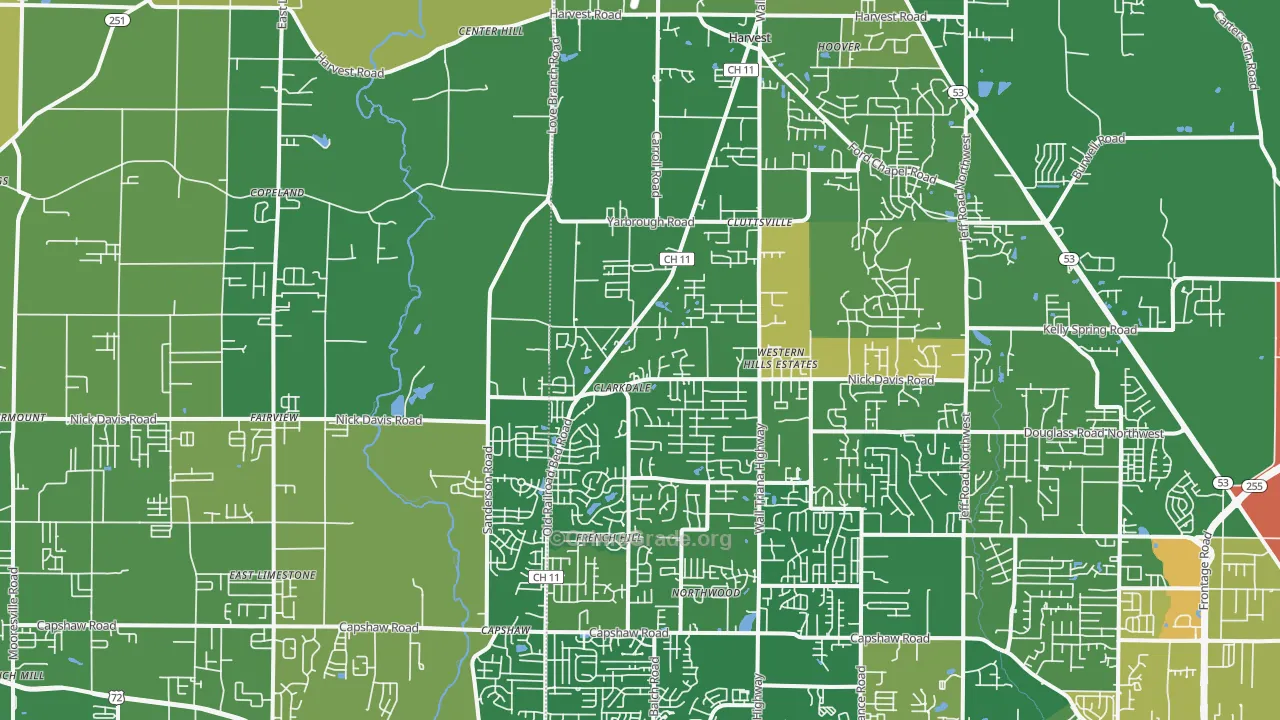 Harvest, AL Map of Burglary Rates