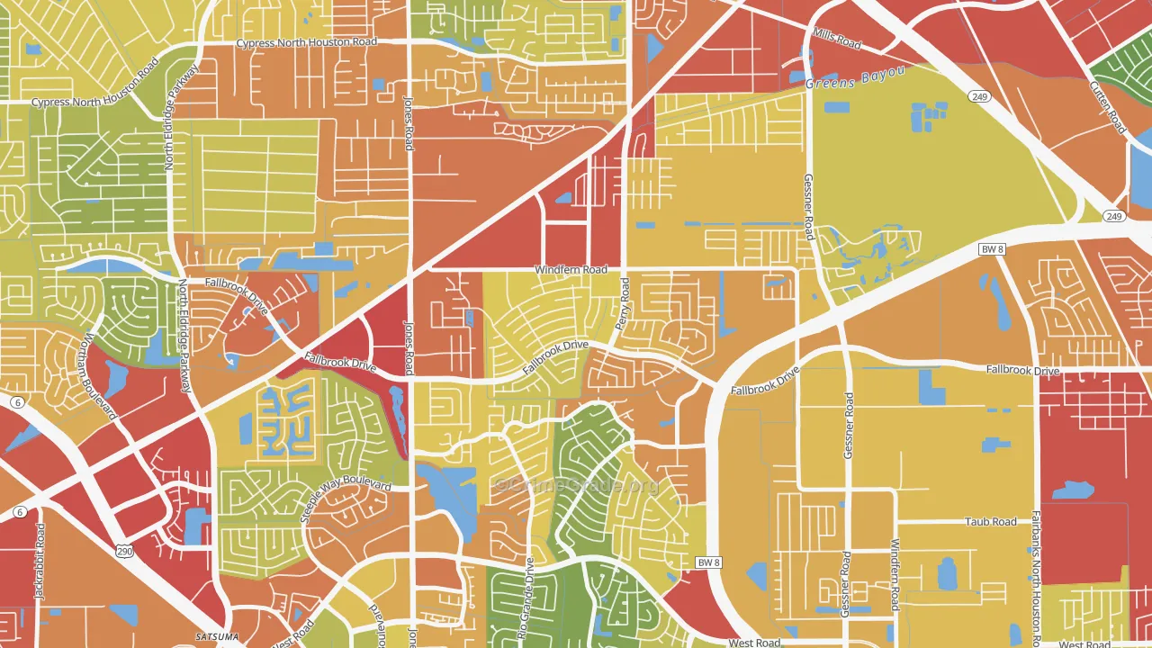 Harvest Bend, Houston, TX Map of Burglary Rates