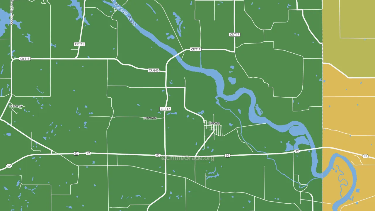 Harvey, IA Map of Burglary Rates