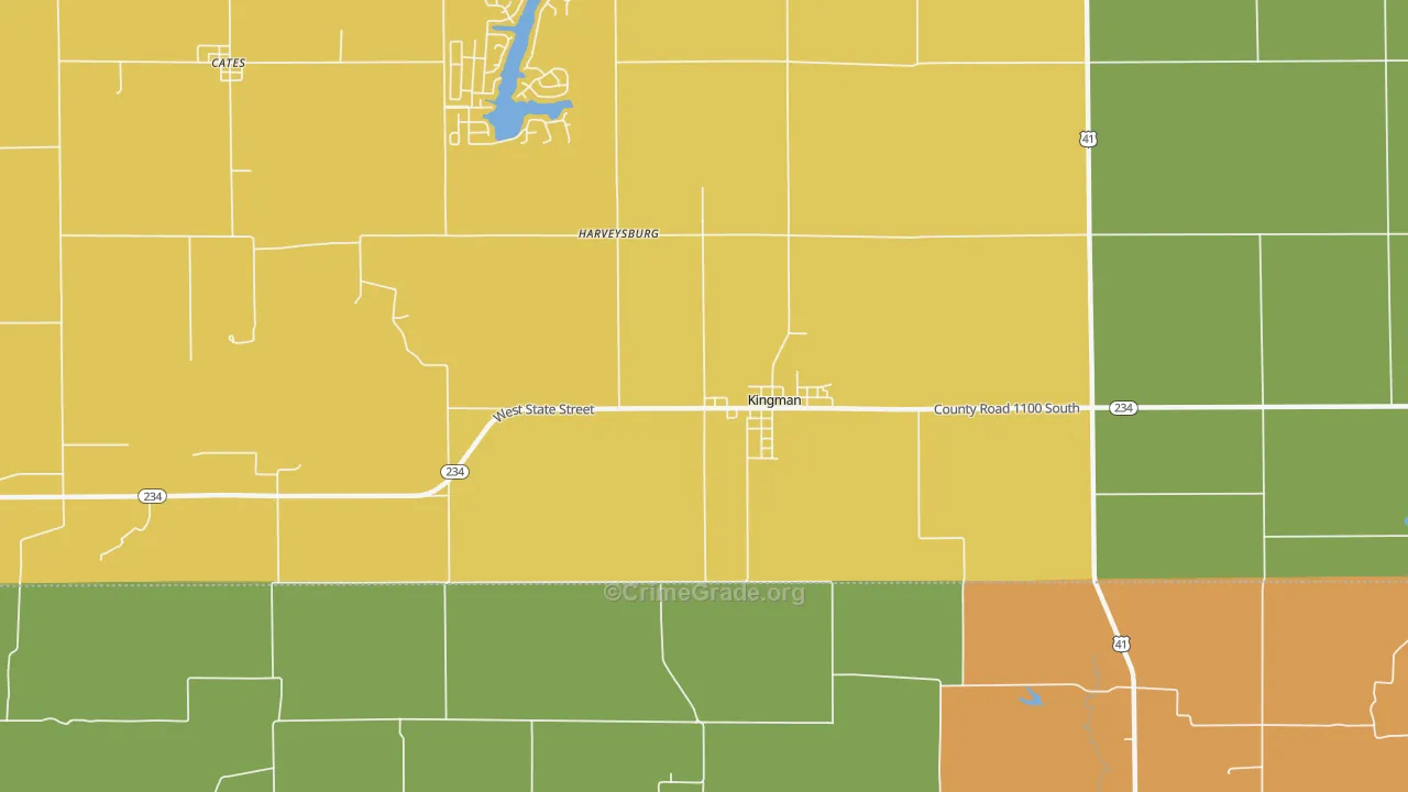 Harveysburg, IN Map of Burglary Rates