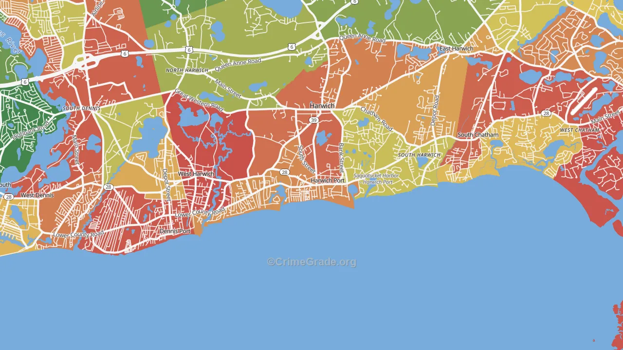 Harwich Port, MA Map of Burglary Rates