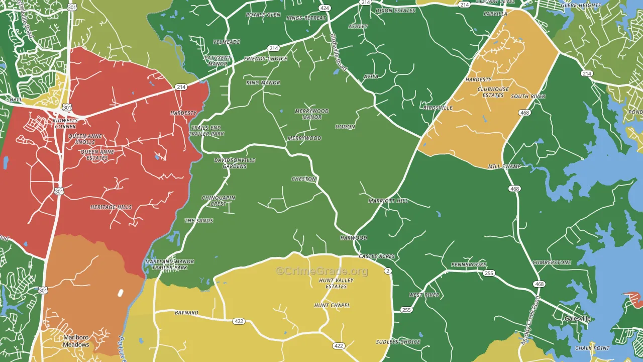 Harwood, MD Map of Burglary Rates
