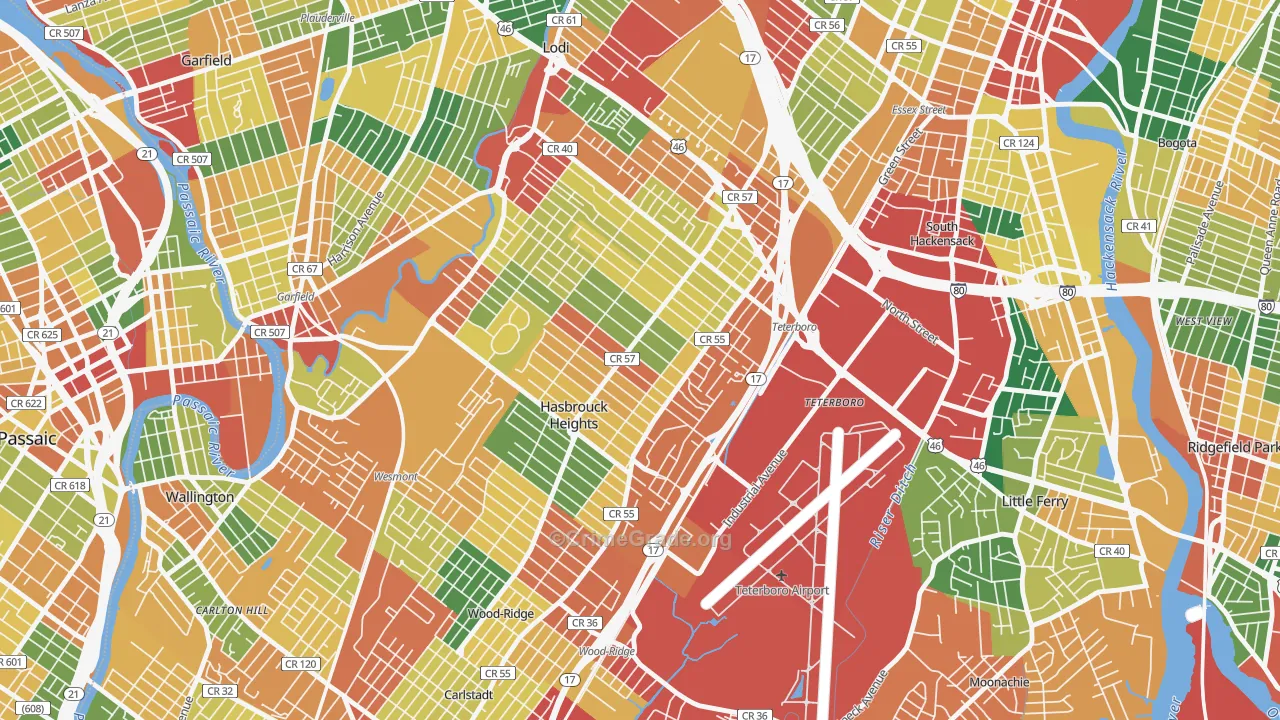 Hasbrouck Heights, NJ Map of Burglary Rates