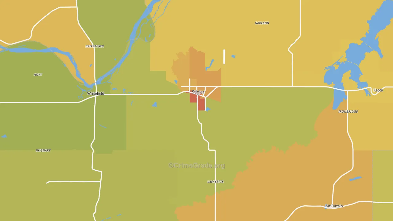 Haskell County, OK Map of Burglary Rates