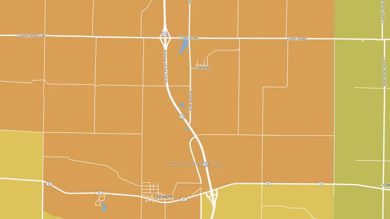 Haskins, IA Map of Burglary Rates