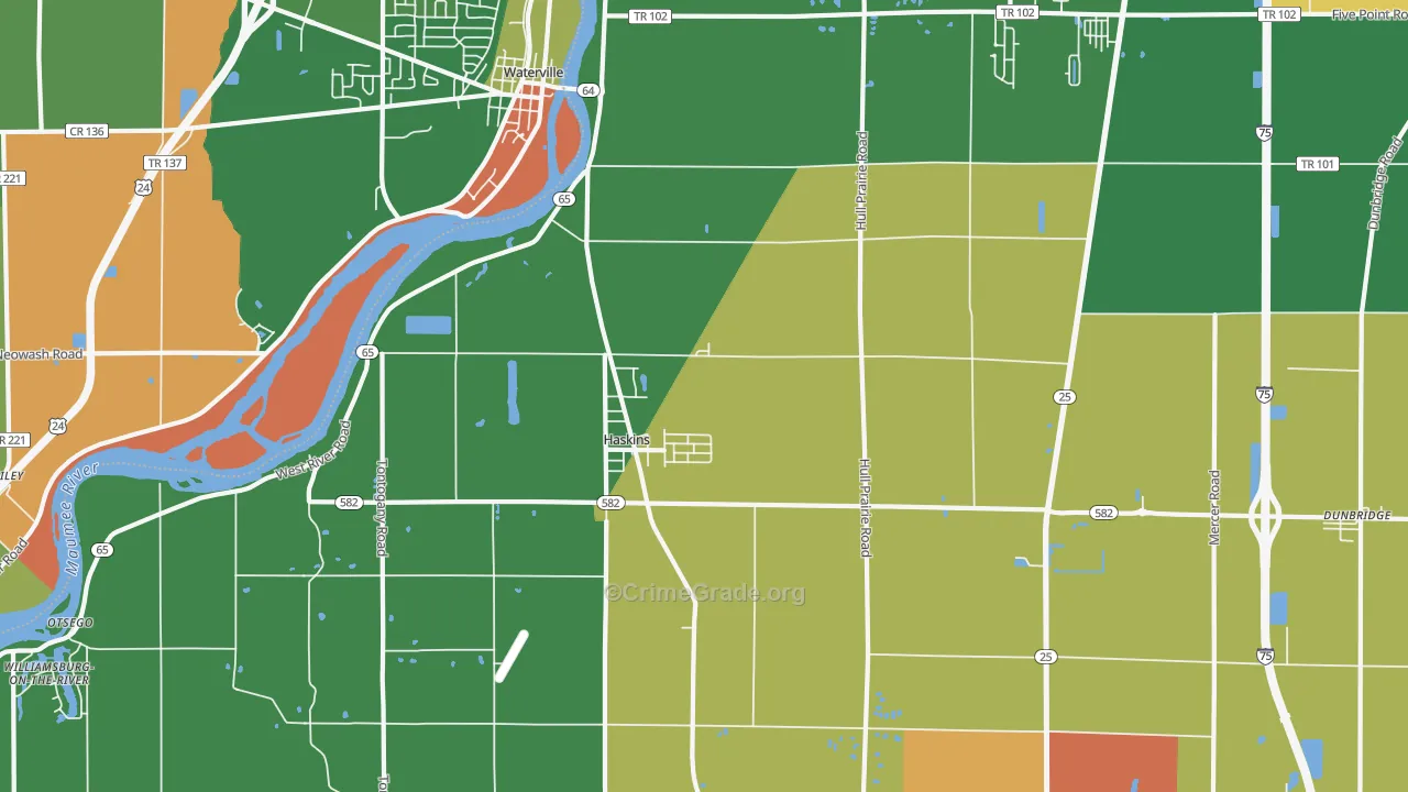 Haskins, OH Map of Burglary Rates