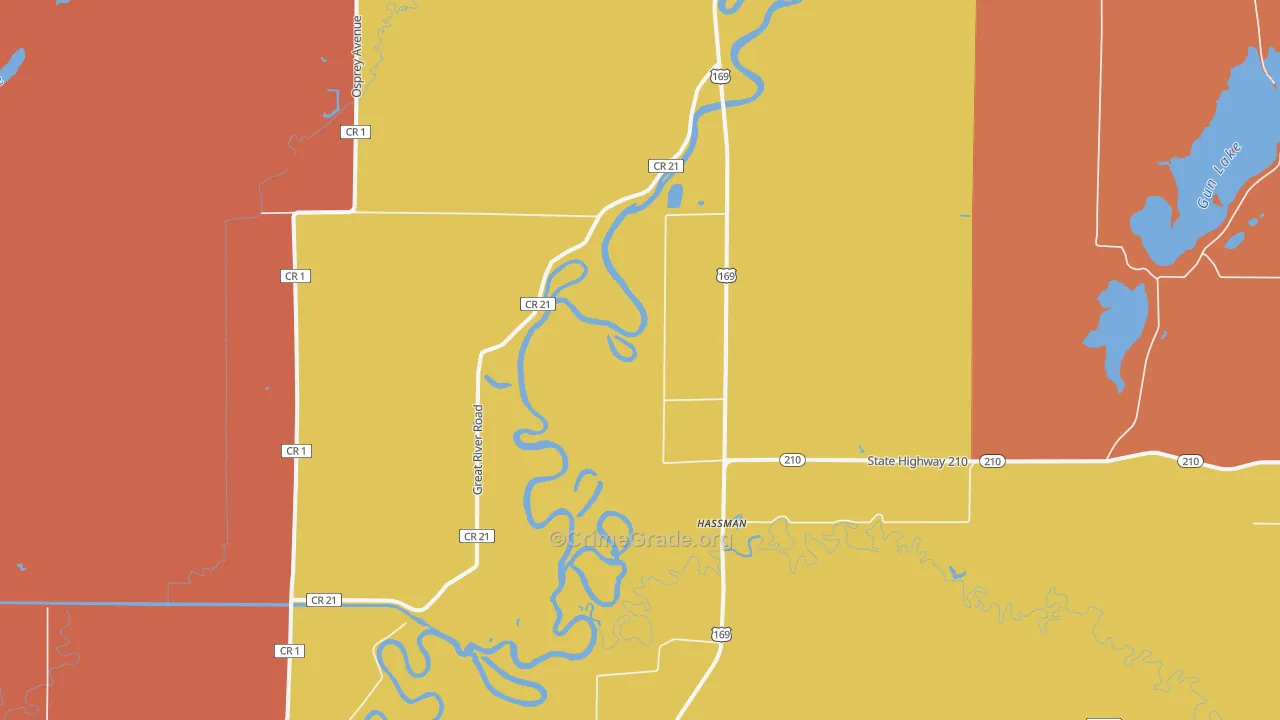 Hassman, MN Map of Burglary Rates