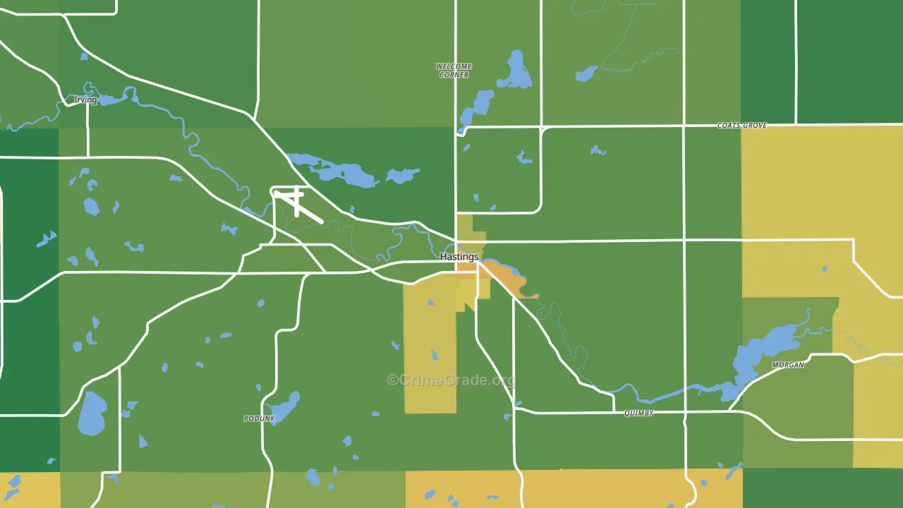Hastings, MI Map of Burglary Rates