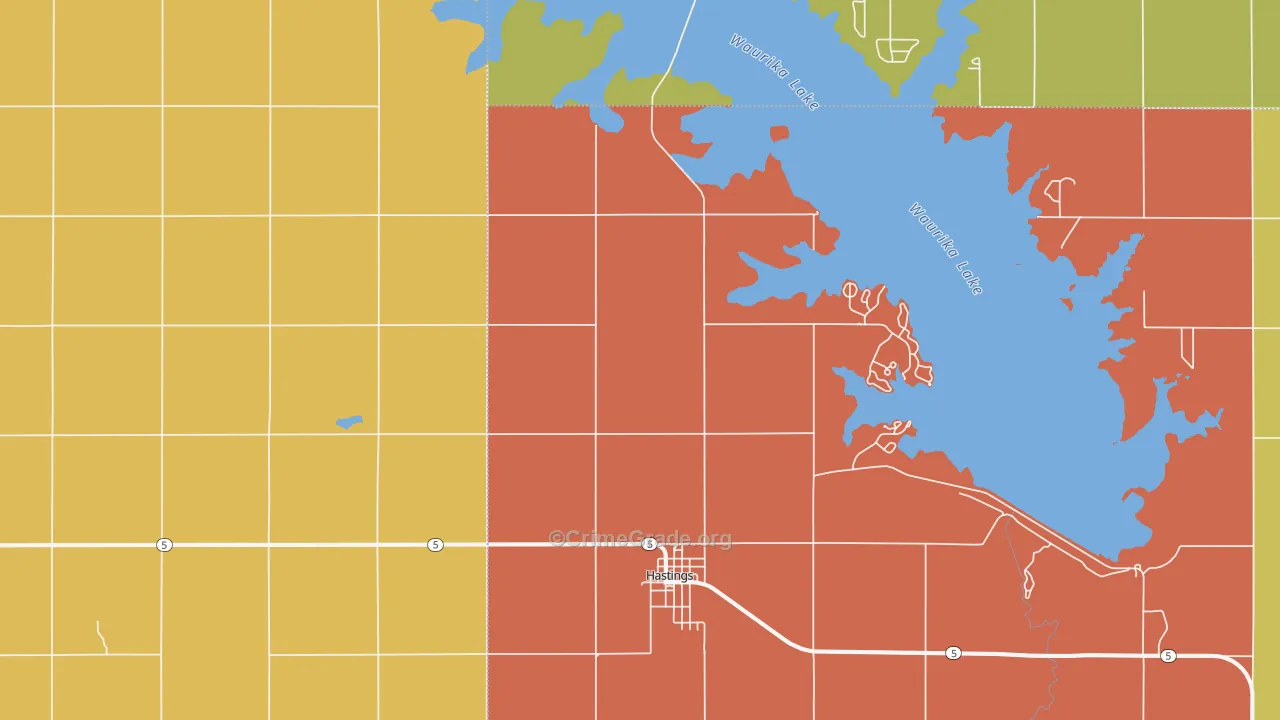 Hastings, OK Map of Burglary Rates