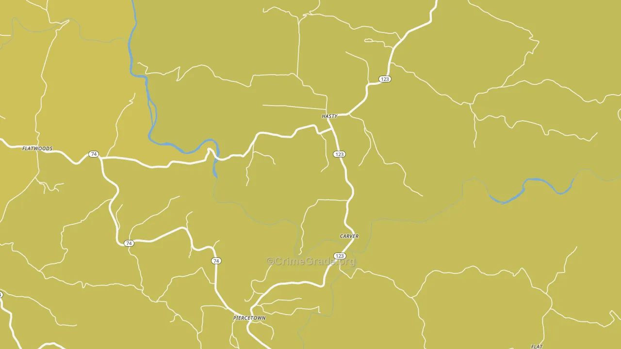 Hasty, AR Map of Burglary Rates