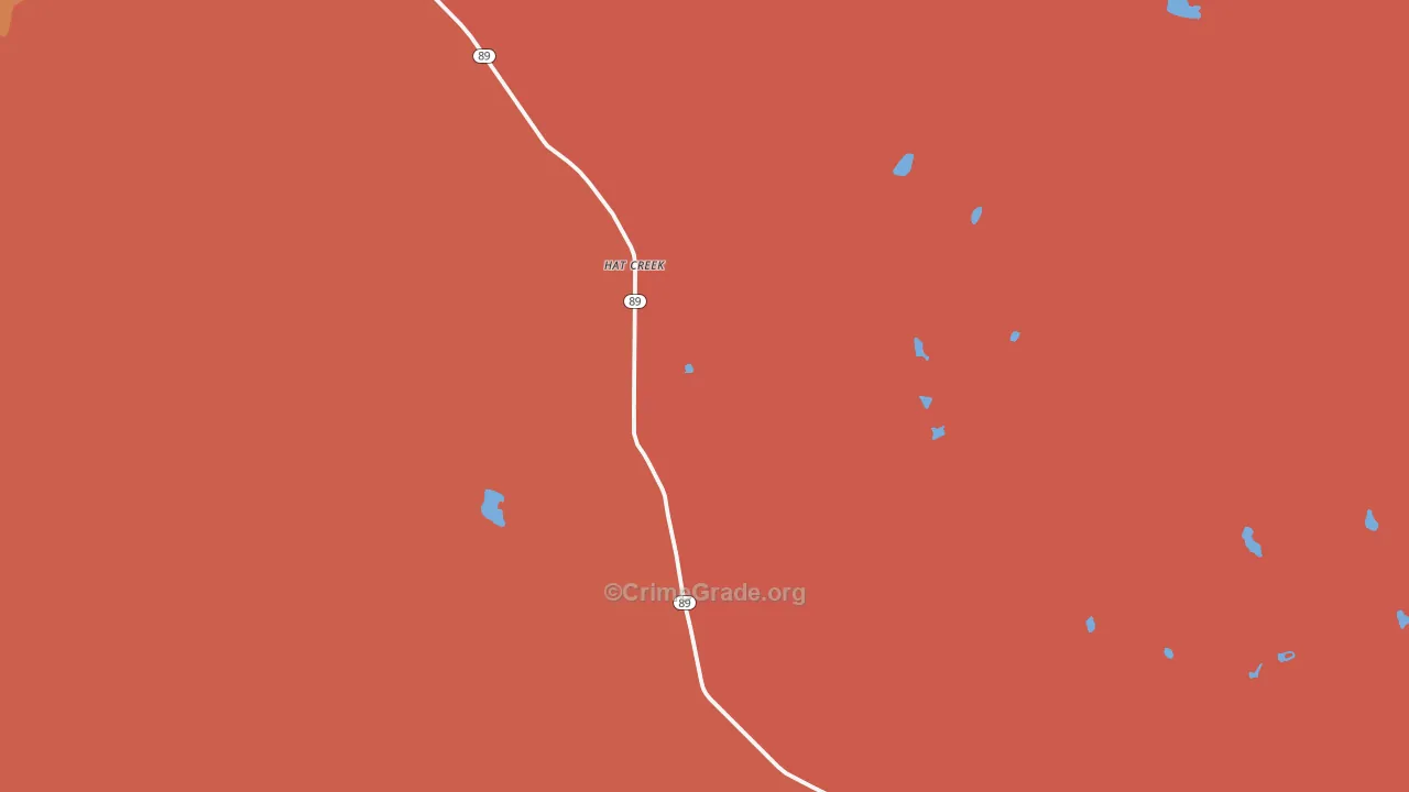 Hat Creek, CA Map of Burglary Rates