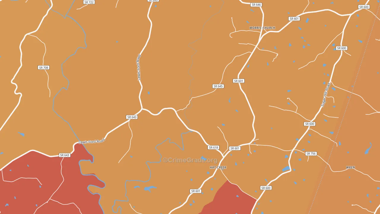 Hat Creek, VA Map of Burglary Rates
