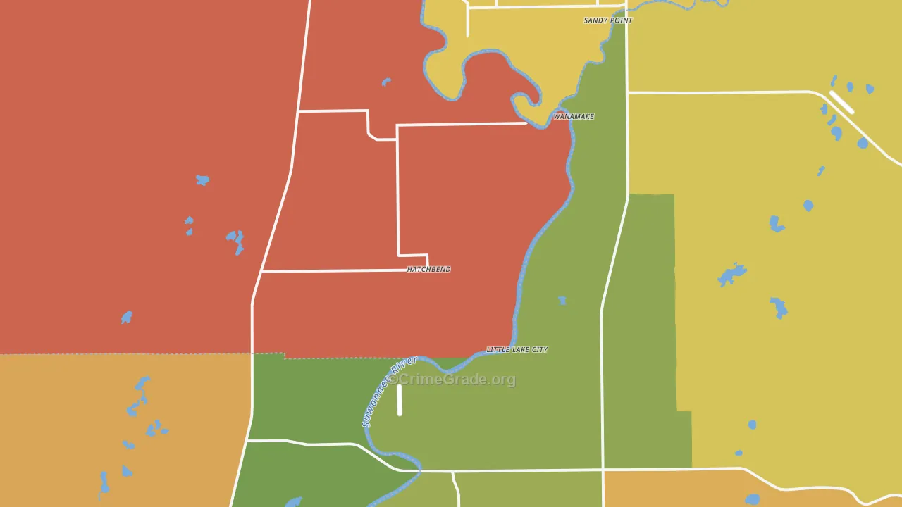 Hatchbend, FL Map of Burglary Rates
