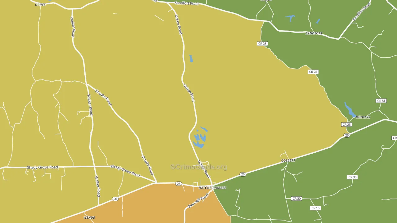 Hatchechubbee, AL Map of Burglary Rates