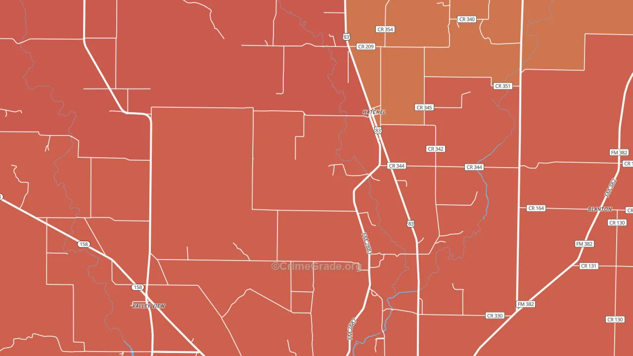 Hatchel, TX Map of Burglary Rates