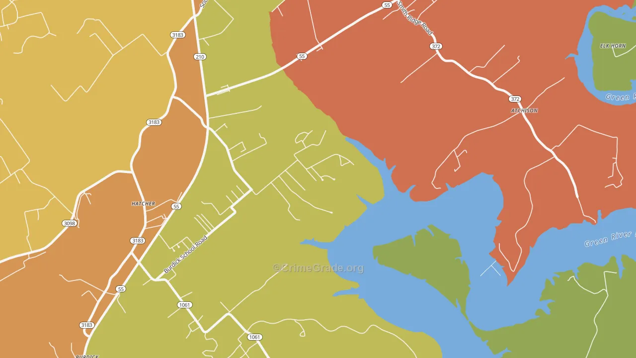 Hatcher, KY Map of Burglary Rates