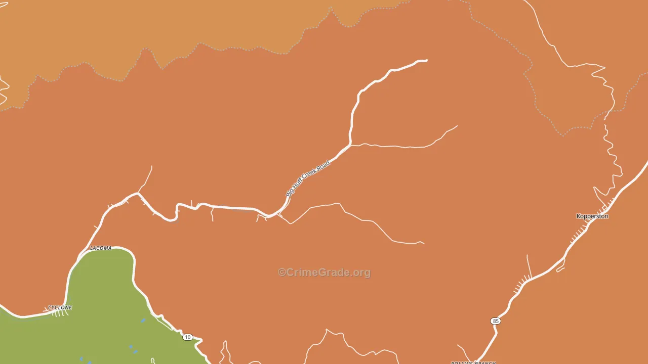 Hatcher, WV Map of Burglary Rates