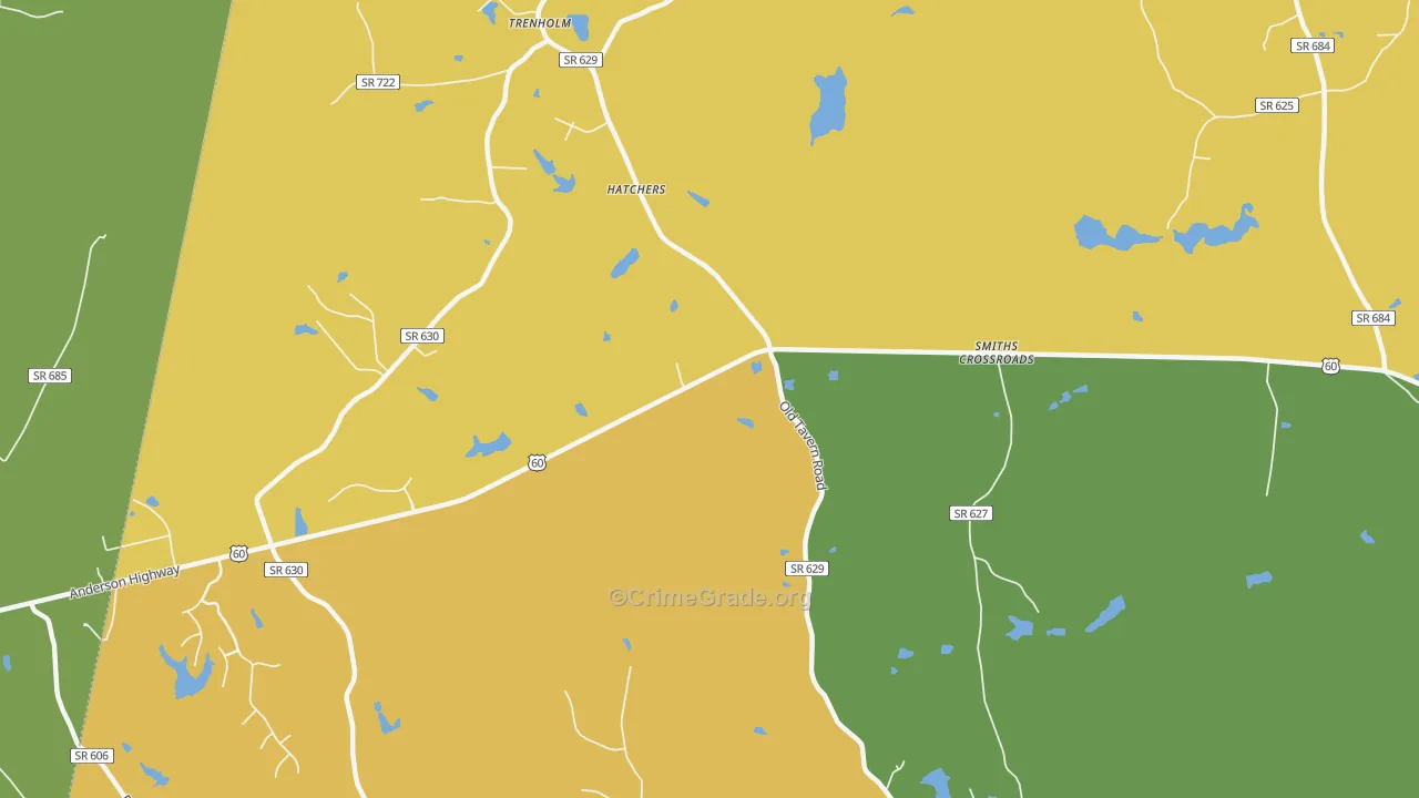 Hatchers, VA Map of Burglary Rates