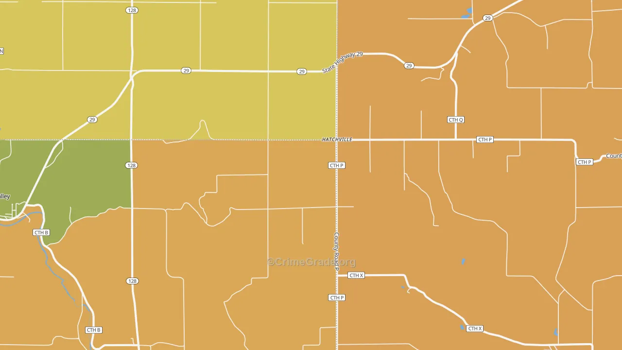 Hatchville, WI Map of Burglary Rates