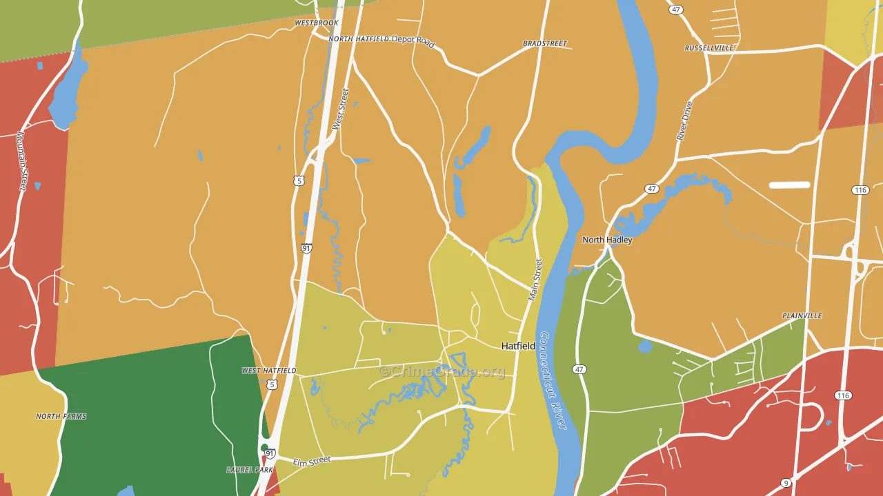 Hatfield, MA Map of Burglary Rates