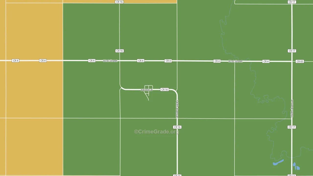 Hatfield, MN Map of Burglary Rates