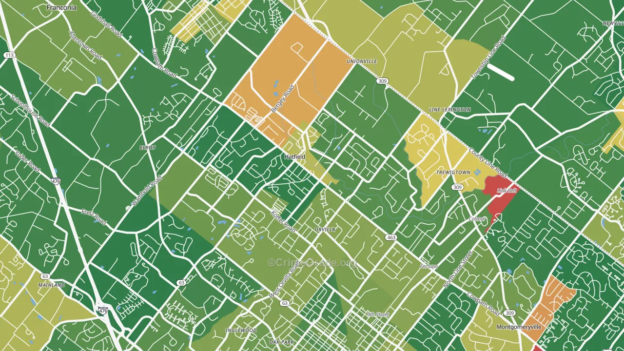 Hatfield, PA Map of Burglary Rates