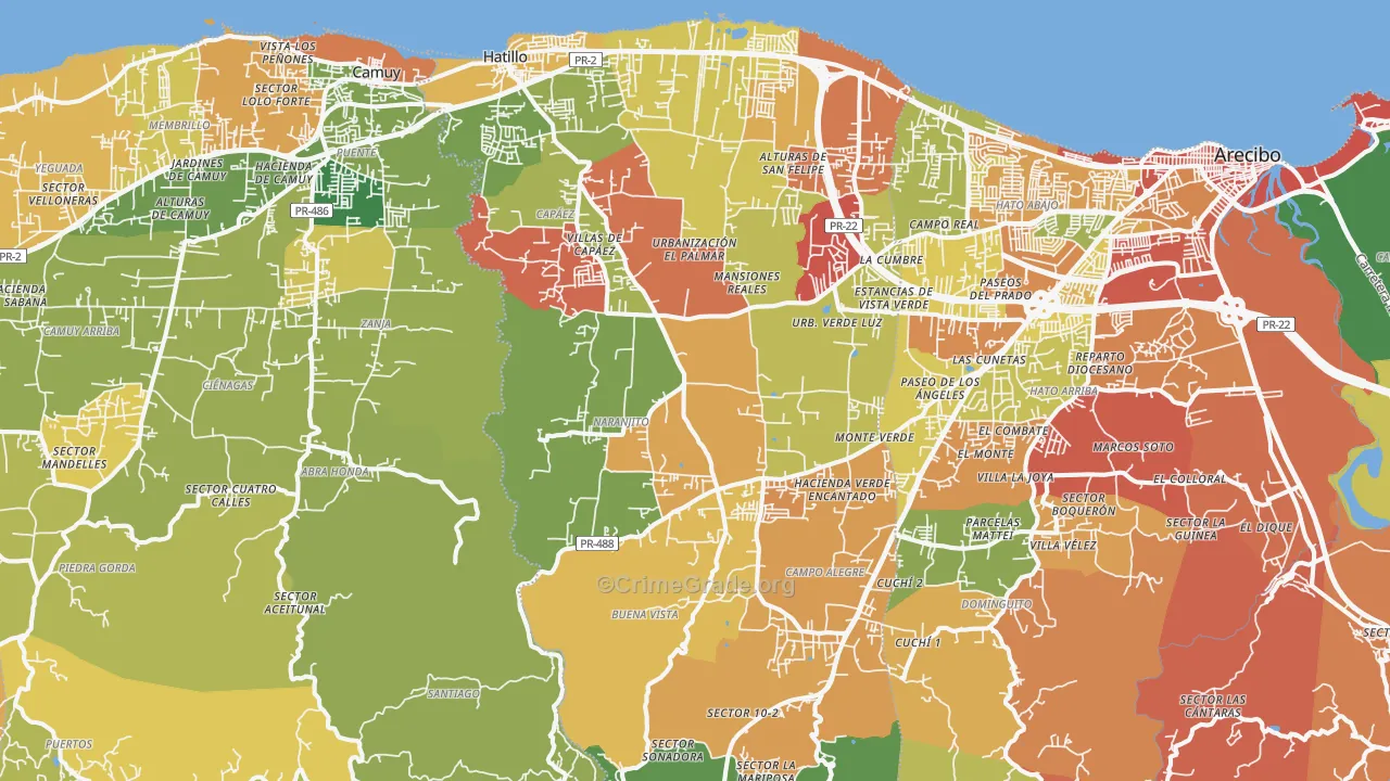 Hatillo Municipio, PR Map of Burglary Rates
