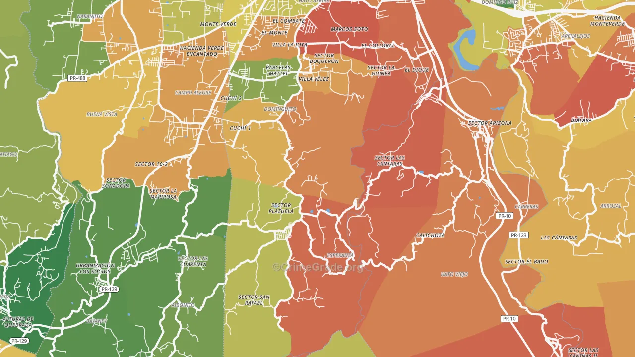 Hato Viejo, PR Map of Burglary Rates