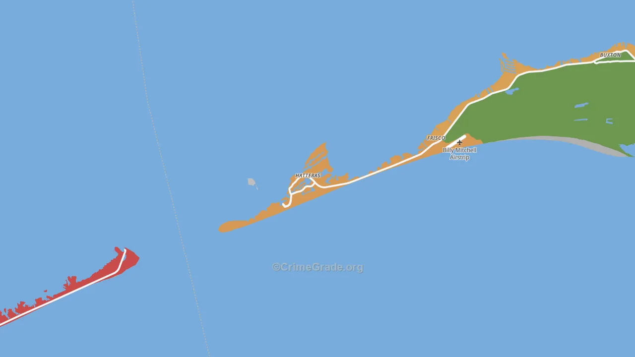 Hatteras, NC Map of Burglary Rates