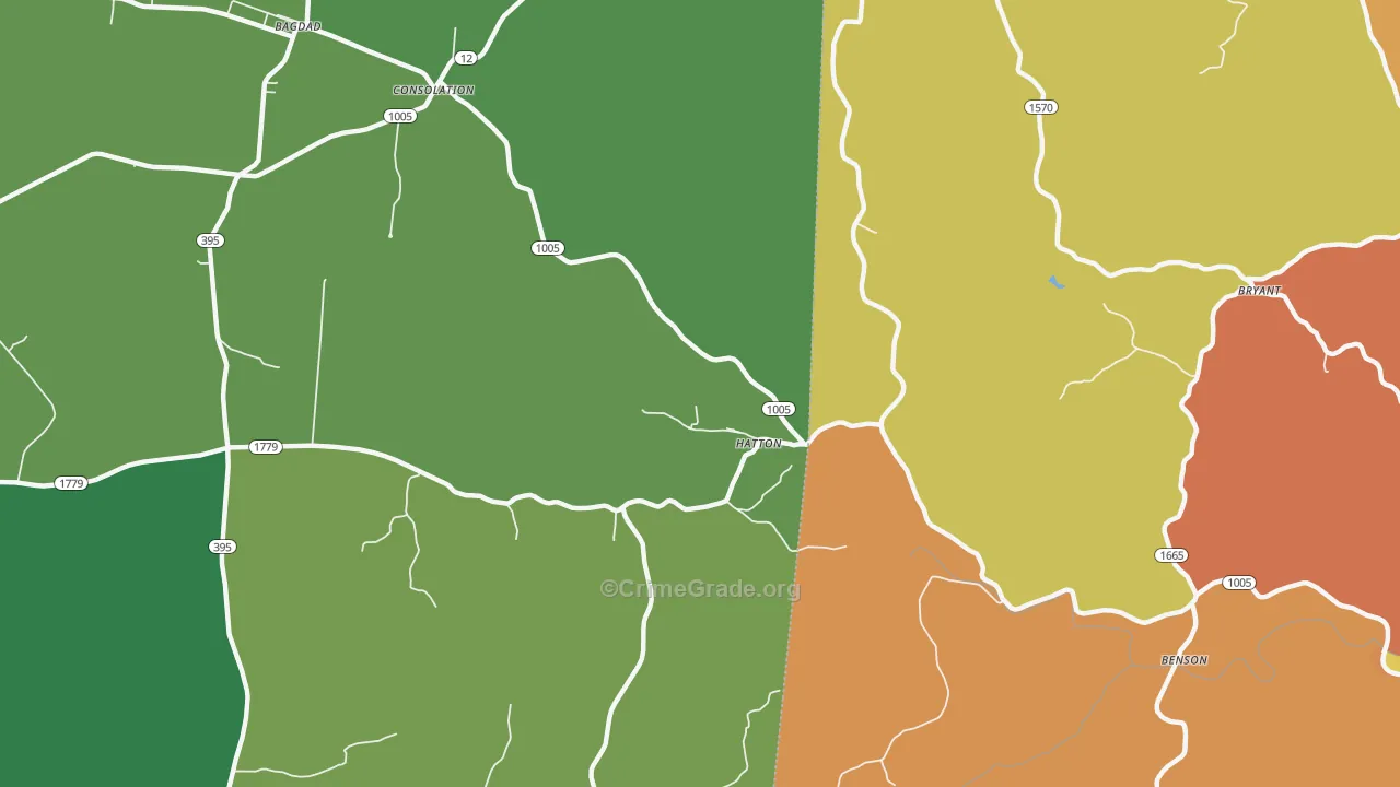 Hatton, KY Map of Burglary Rates