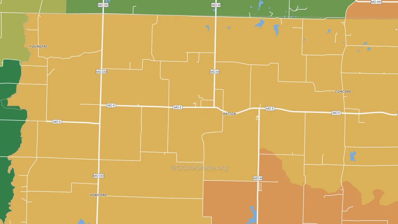 Hatton, MO Map of Burglary Rates