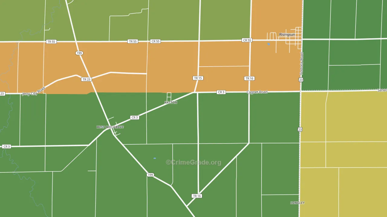 Hatton, OH Map of Burglary Rates