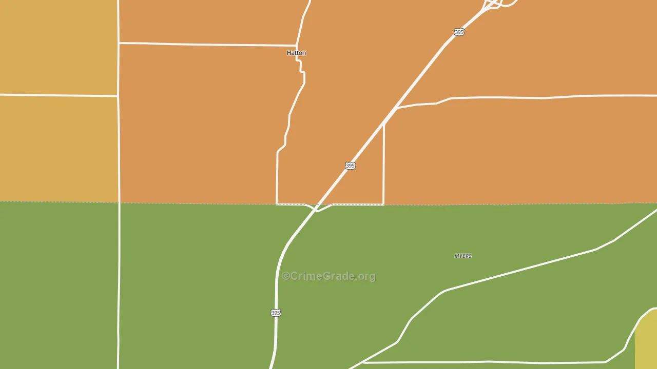 Hatton, WA Map of Burglary Rates