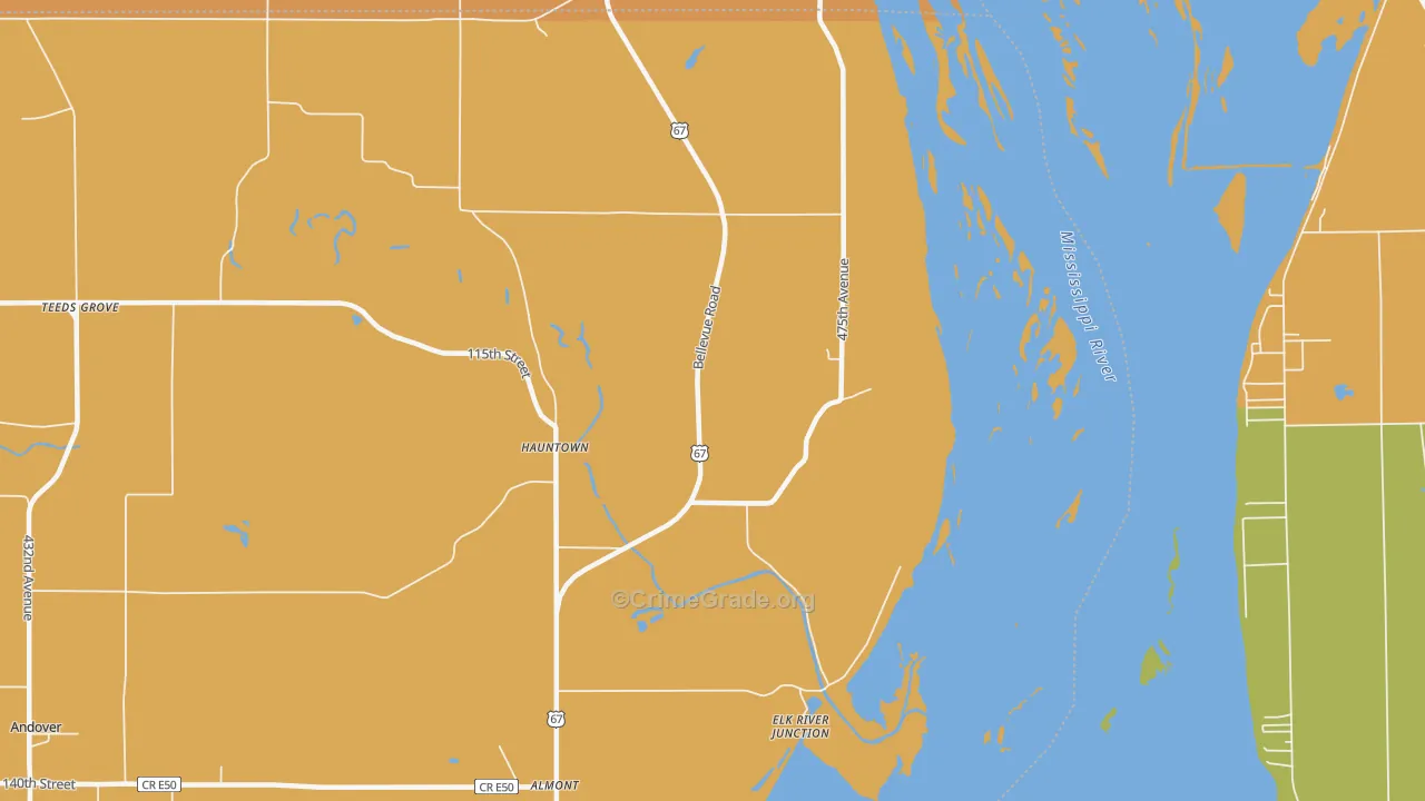 Hauntown, IA Map of Burglary Rates