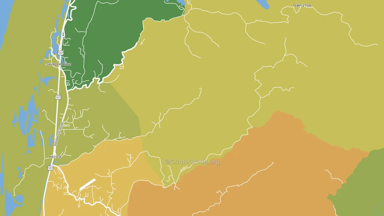 Hauser, OR Map of Burglary Rates