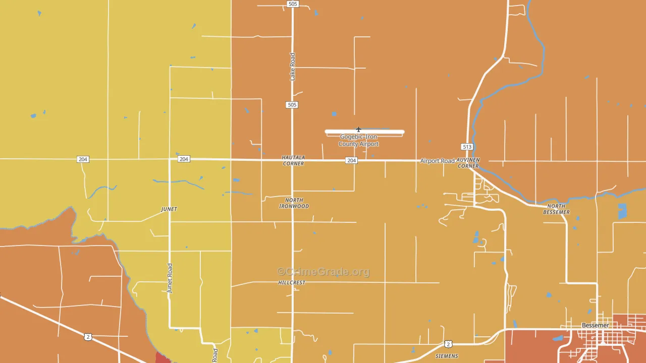 Hautala Corner, MI Map of Burglary Rates