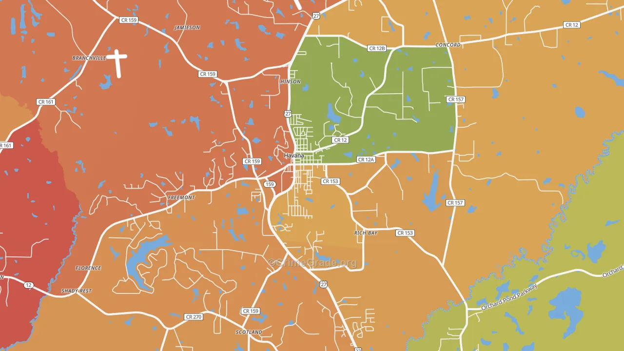 Havana, FL Map of Burglary Rates