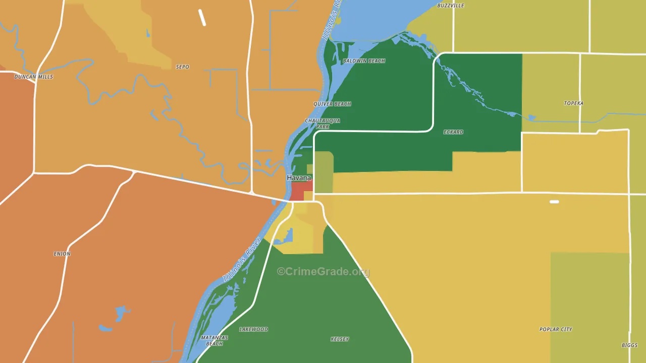 Havana, IL Map of Burglary Rates