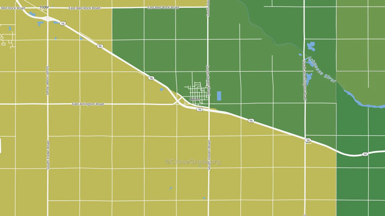 Haven, KS Map of Burglary Rates