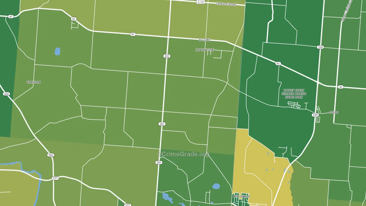 Haven View, OH Map of Burglary Rates