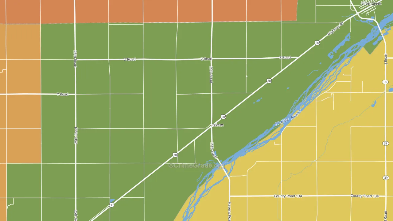 Havens, NE Map of Burglary Rates