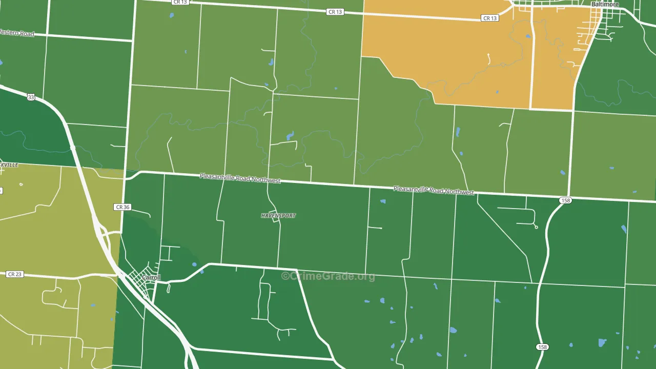 Havensport, OH Map of Burglary Rates