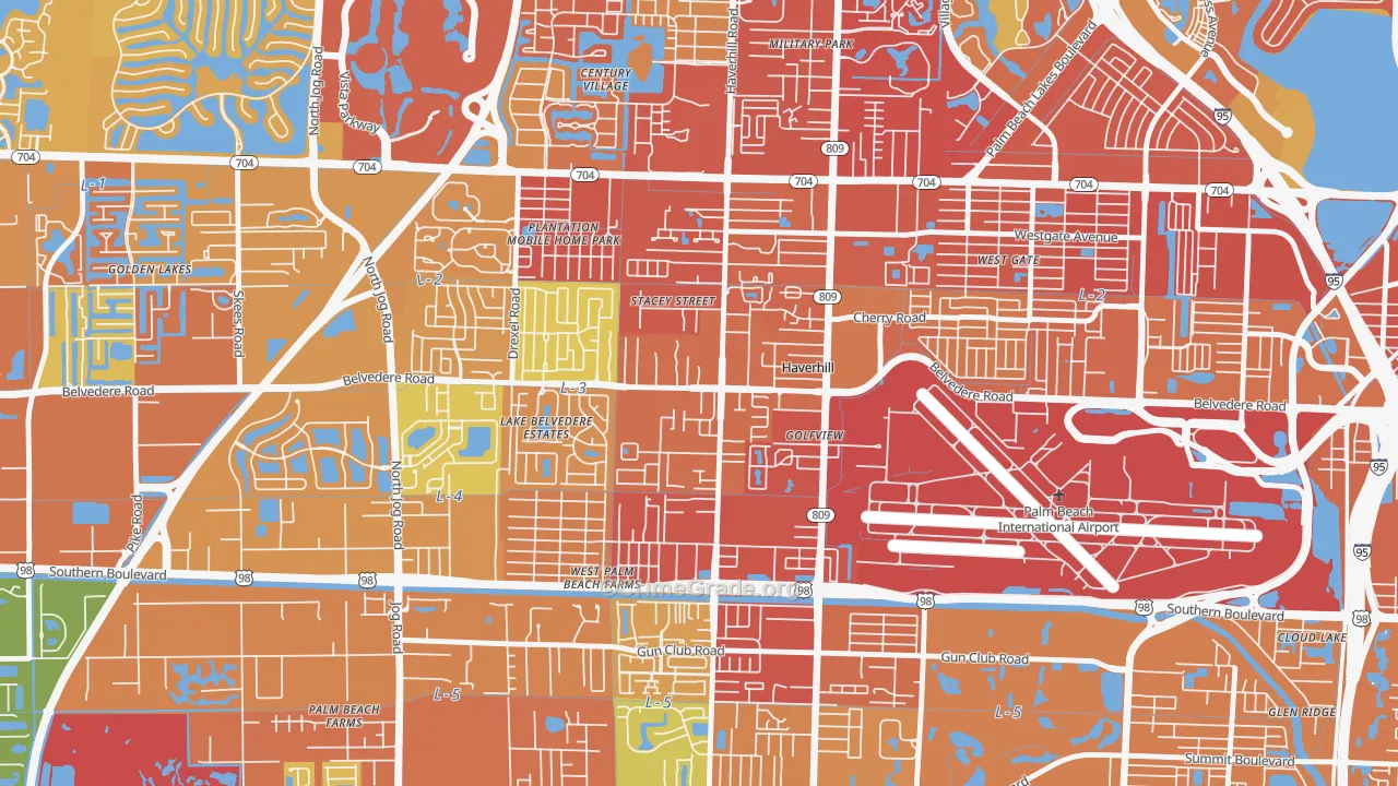 Haverhill, FL Map of Burglary Rates
