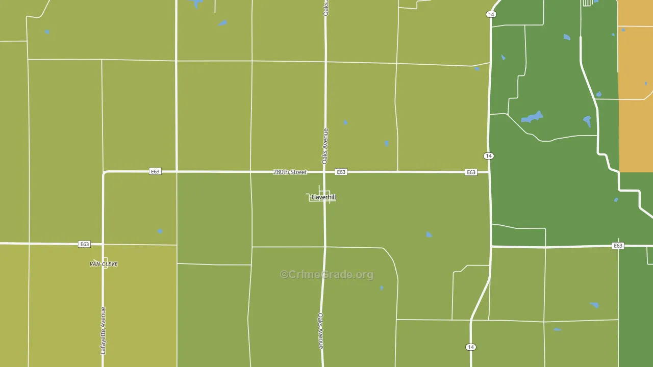 Haverhill, IA Map of Burglary Rates