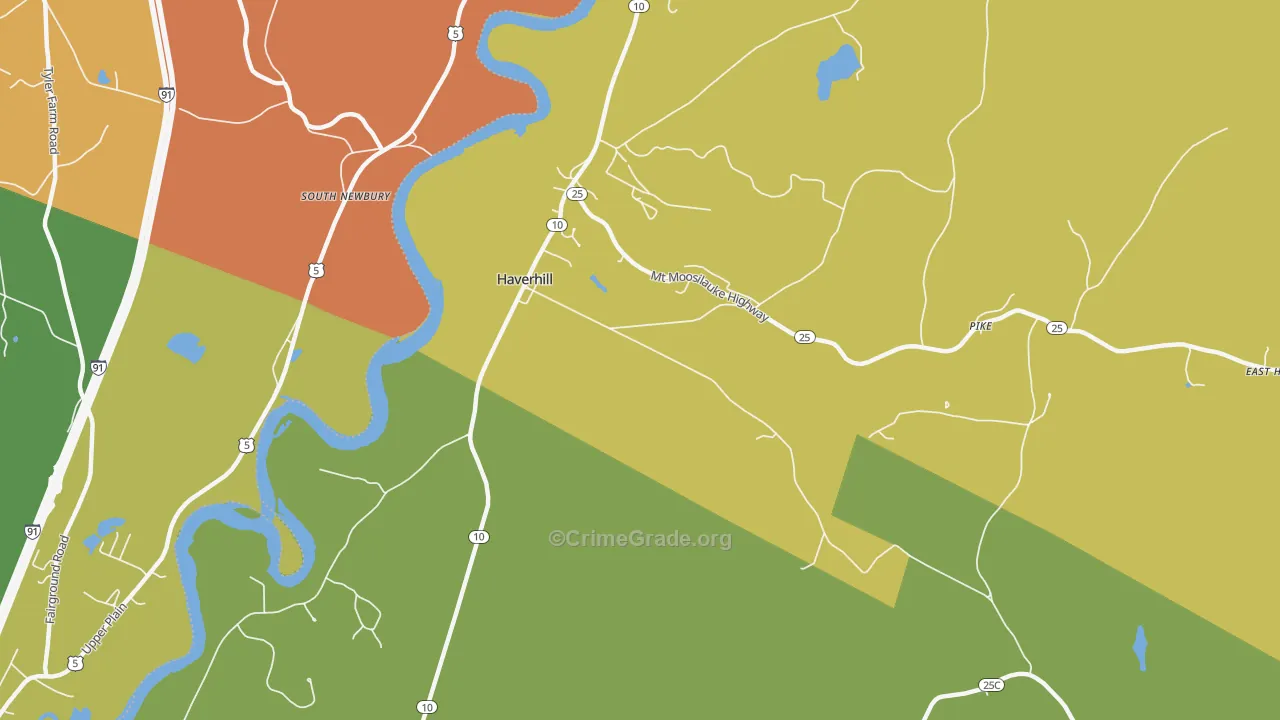 Haverhill, NH Map of Burglary Rates